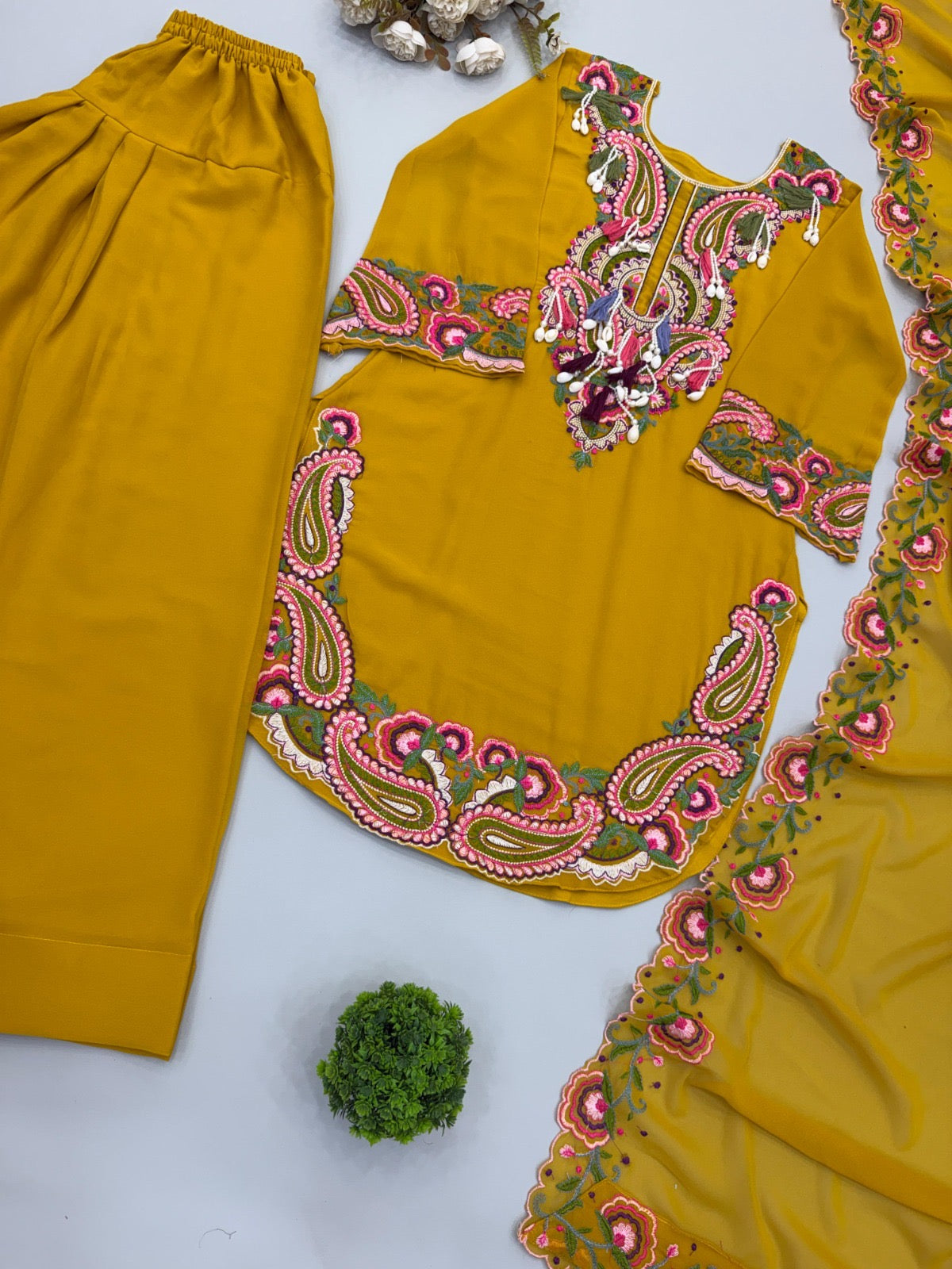 Pure Heavy Georgette Embroidery Set