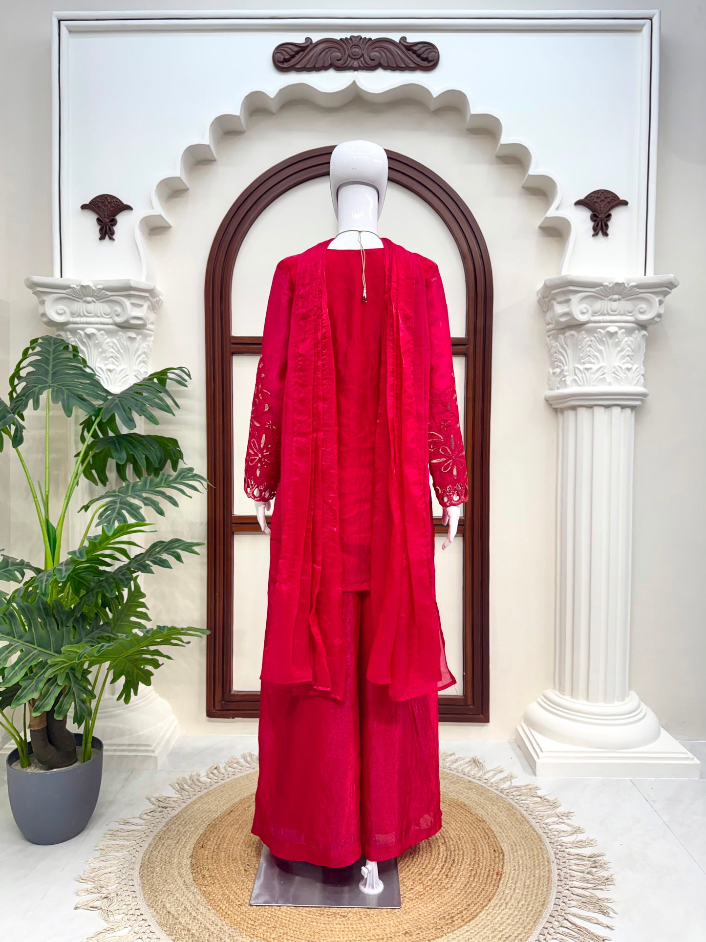 Premium Fendy Silk Thread & Sequence Palazzo Set With Dupatta