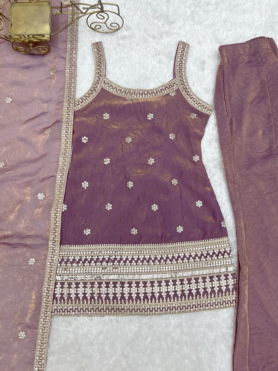 Premium Frendy Silk Embroidered Bell Bottom Suit Set With Dupatta