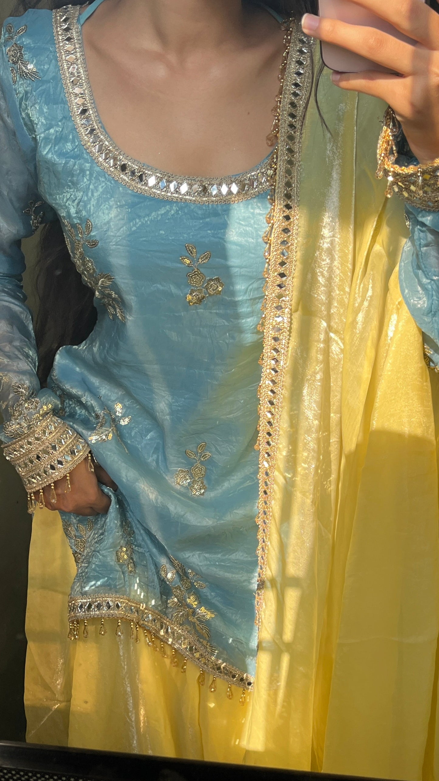 FENDY SILK THREAD SEQUENCE WITH REAL MIRROR WORK SET