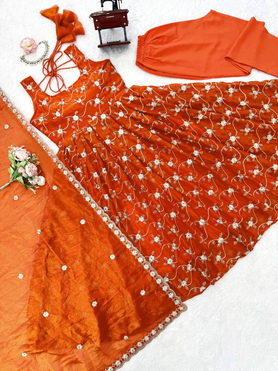 Heavy Fendy Silk Anarkali Set