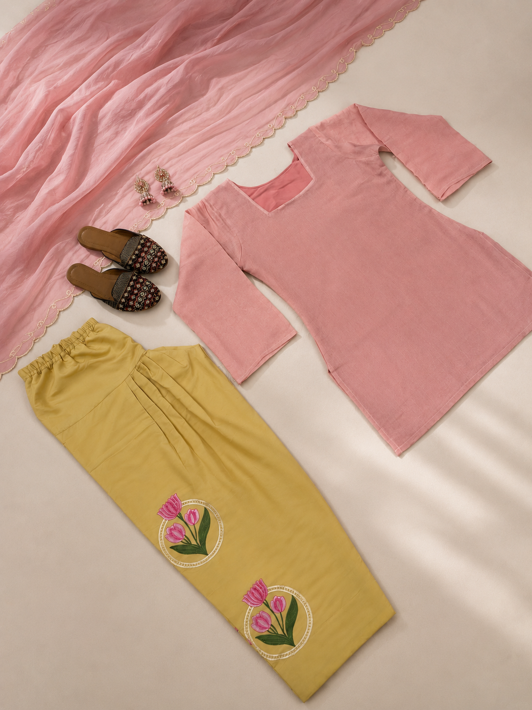 Designer Party Wear Top With Farshi Salwar Set