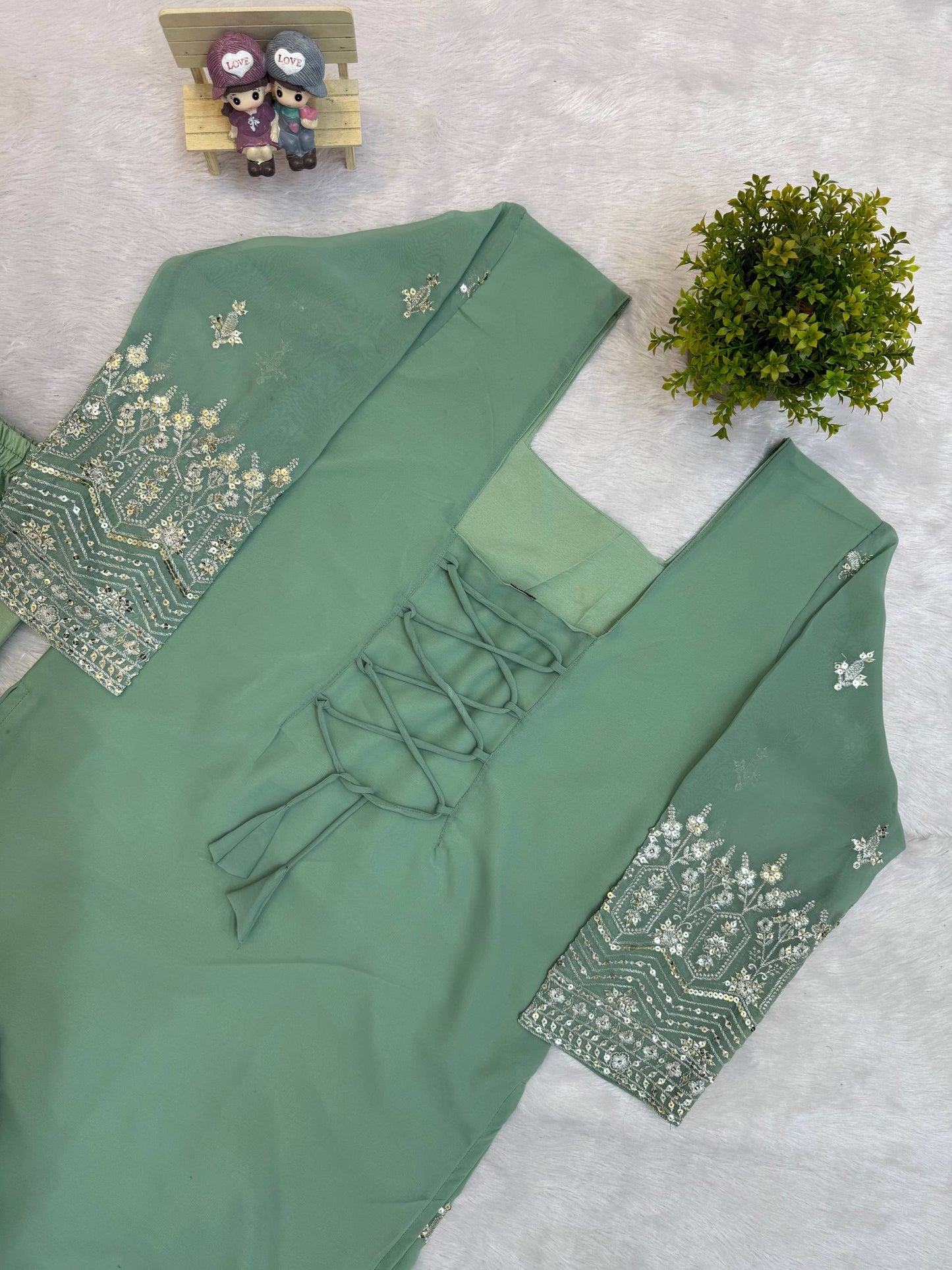 Heavy corset back faux Georgette kurta set