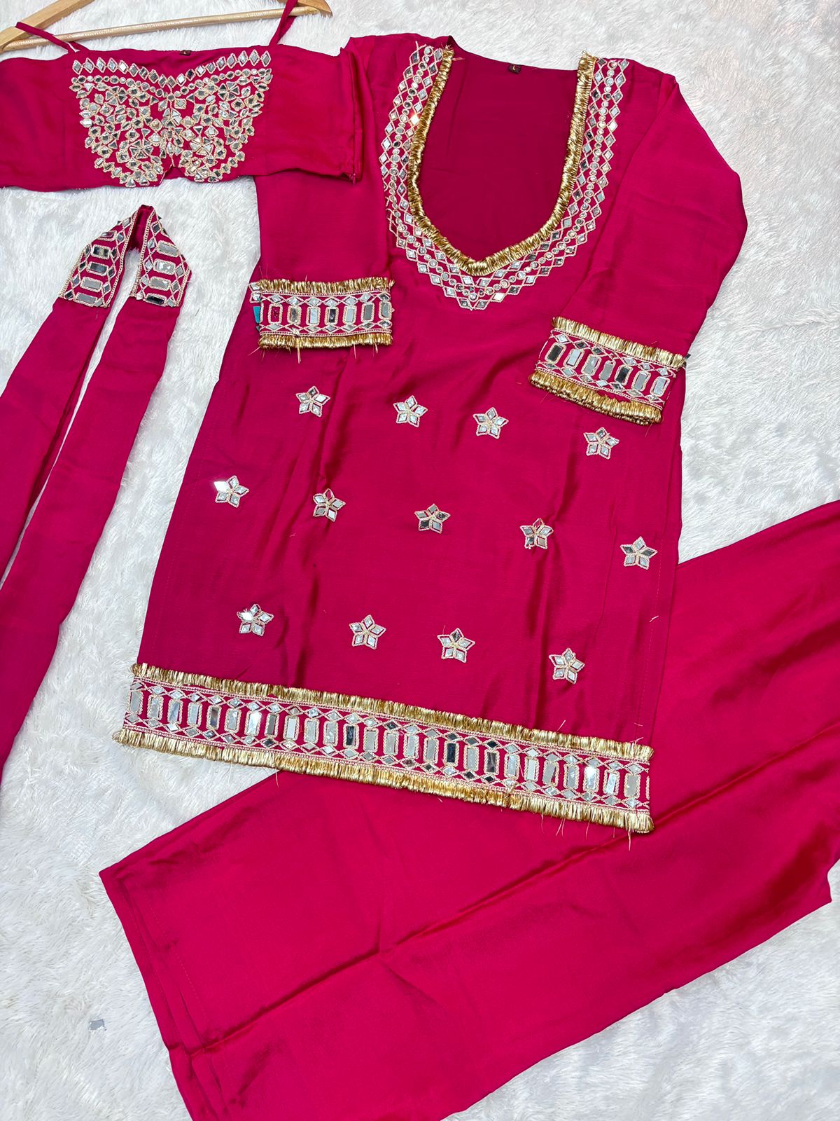 Chinon Bustier, Palazzo & Dupatta Set