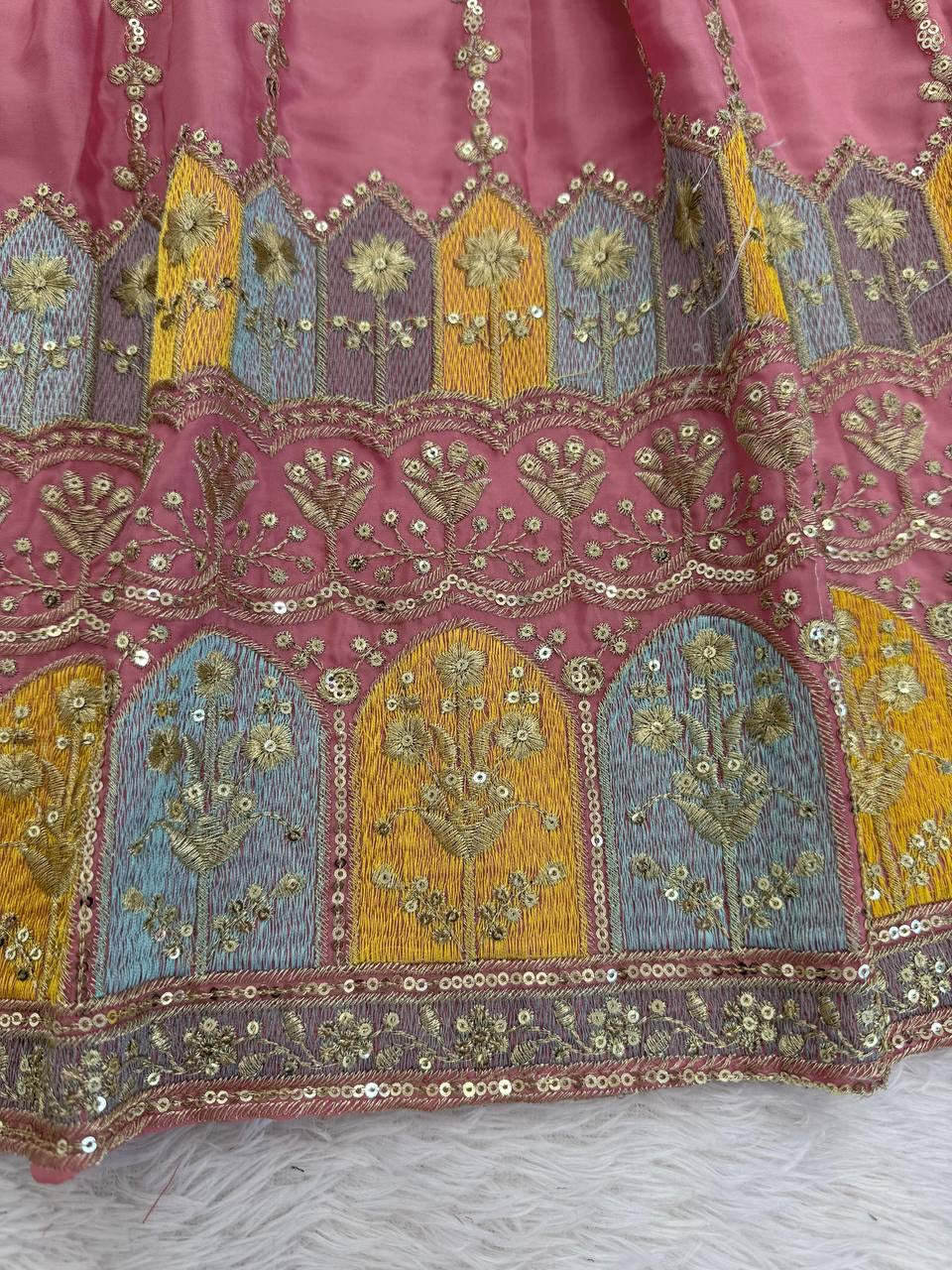 Premium Chinon Silk Thread & Sequence Anarkali Set With Tabby Organza Dupatta