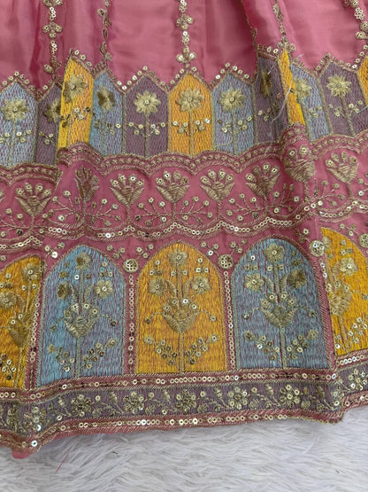 Premium Chinon Silk Thread & Sequence Anarkali Set With Tabby Organza Dupatta