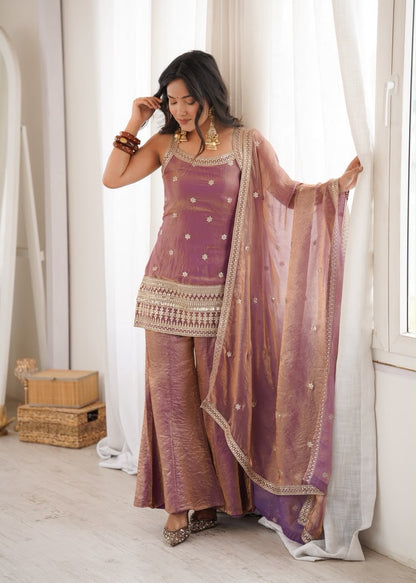 Premium Frendy Silk Embroidered Bell Bottom Suit Set With Dupatta