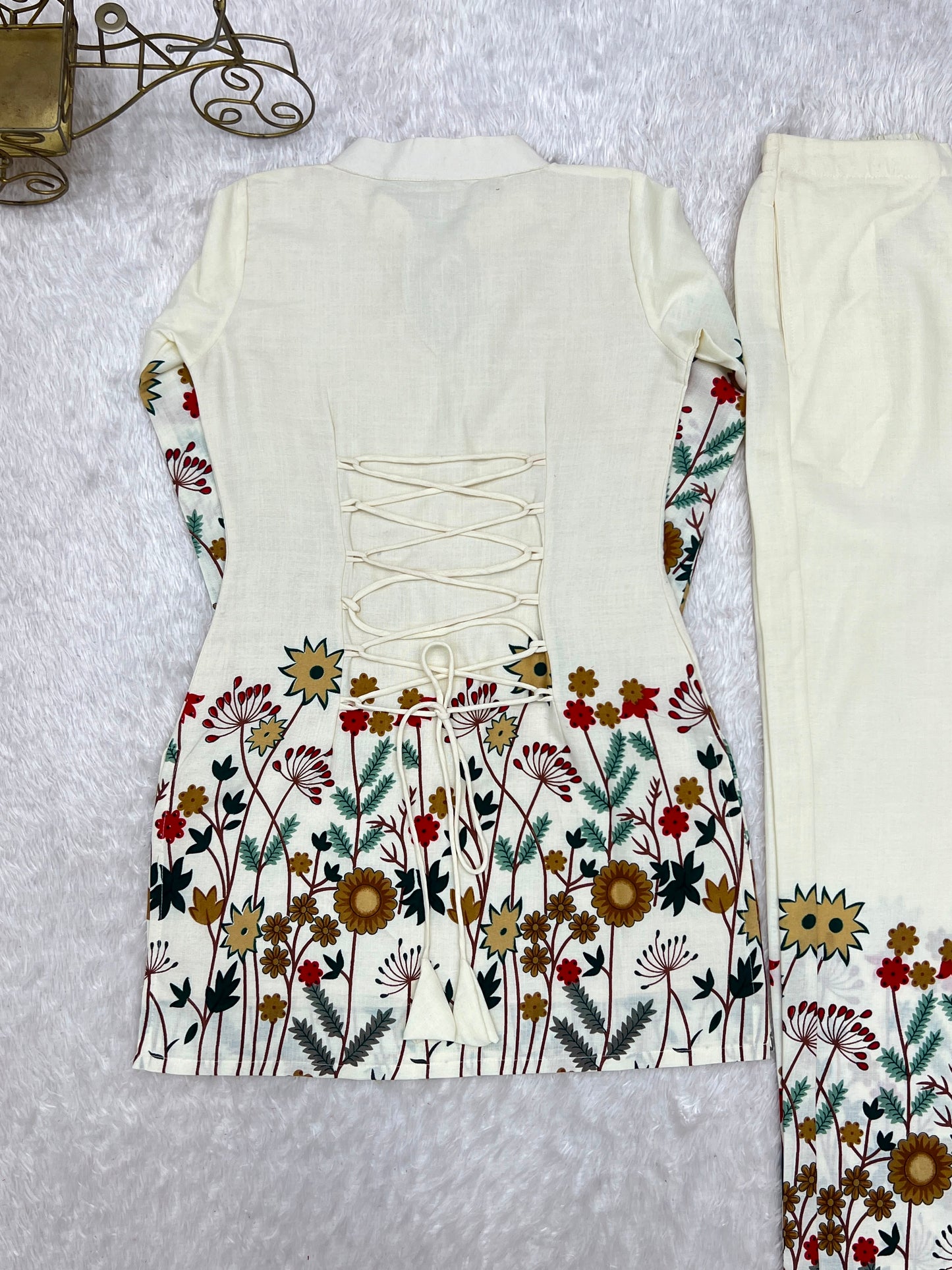 Premium Magic Slub Cotton Floral Printed Kurta Pant Set