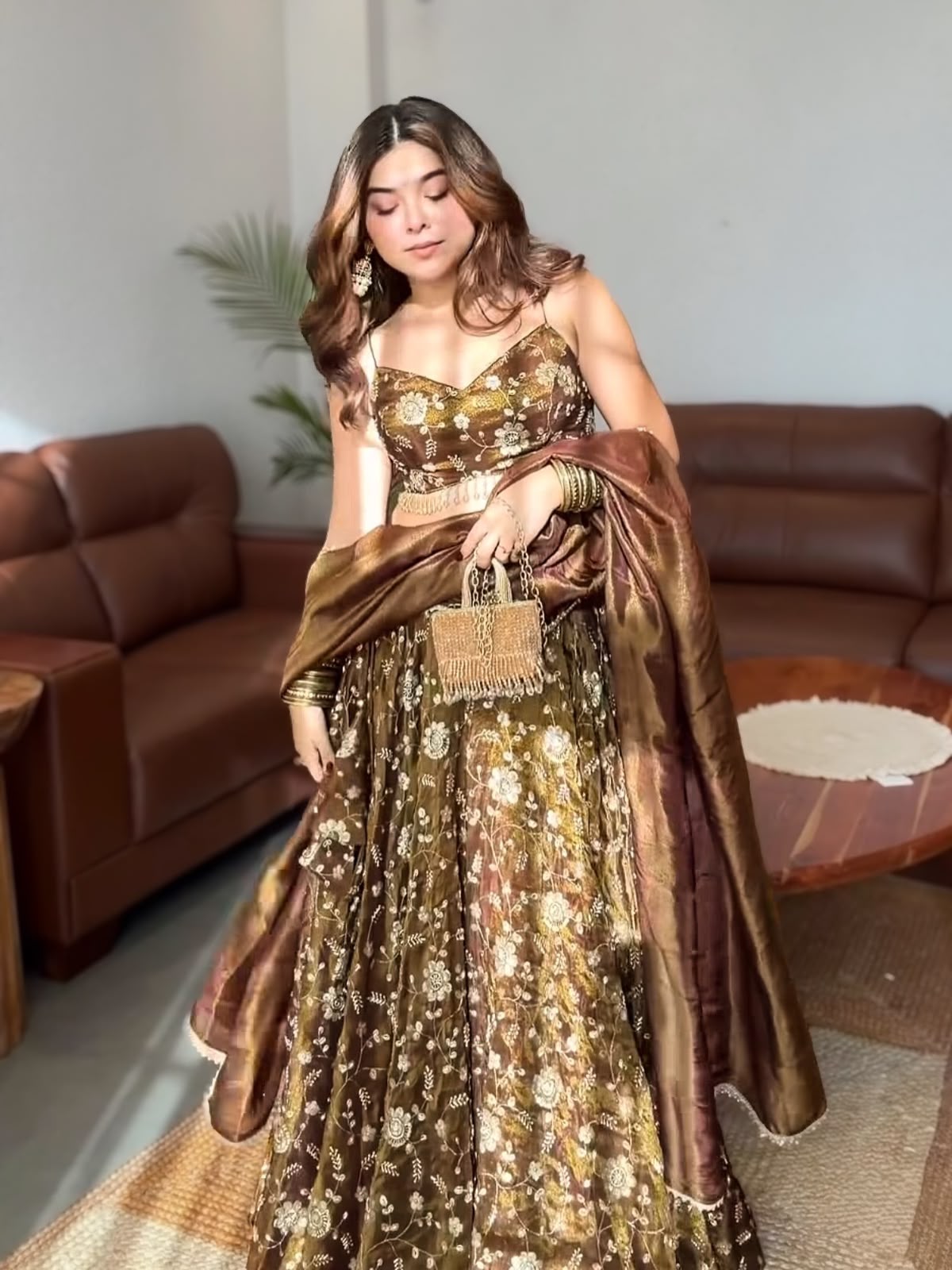 Embroidered Sequence Lehenga Collection  With Three Piece Set