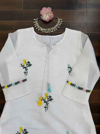 Soft Mull Chanderi Thread work Farshi Set