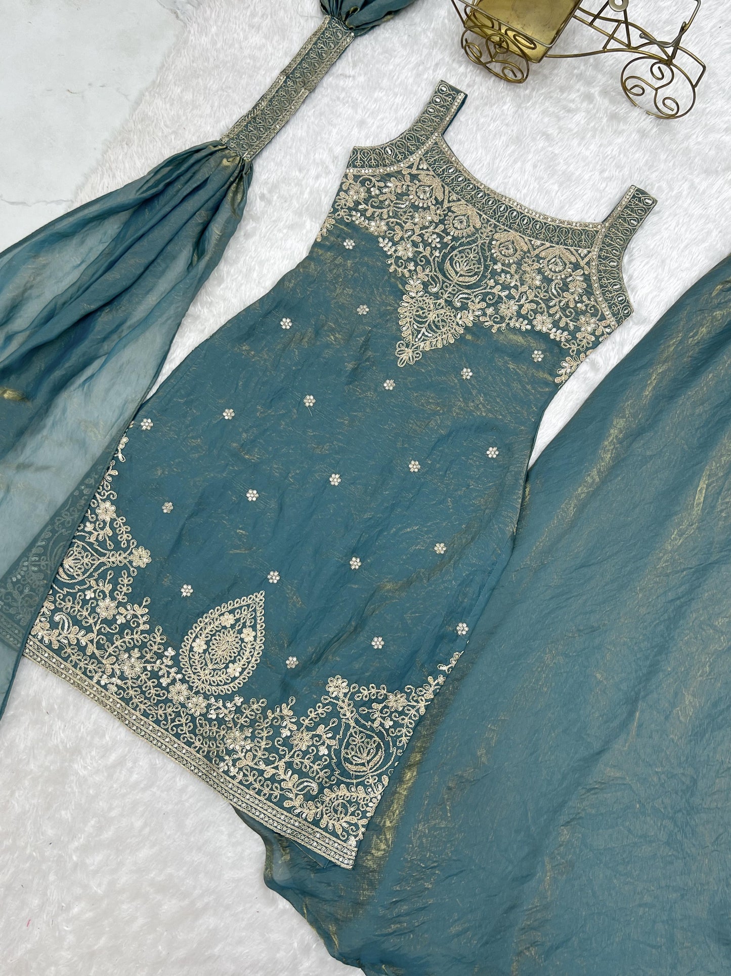 Pure Fendy Silk Top Sharara Set