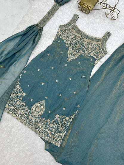 Pure Fendy Silk Top Sharara Set
