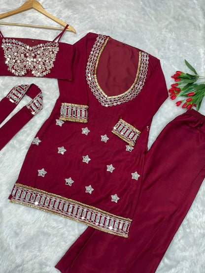 Chinon Bustier, Palazzo & Dupatta Set