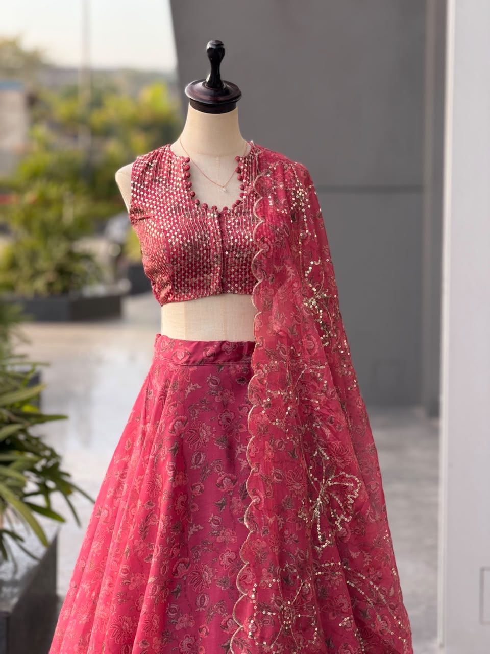 Jimmy Organza digital printed lehnga 8mtr flair lehenga