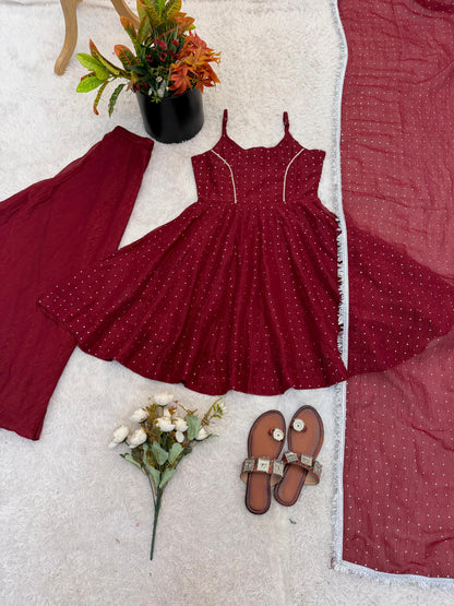 Crunchy Silk Top Plazzo Set