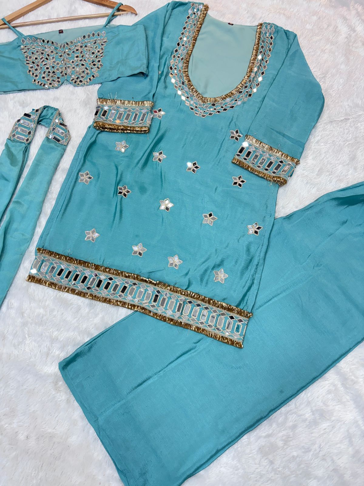 Chinon Bustier, Palazzo & Dupatta Set