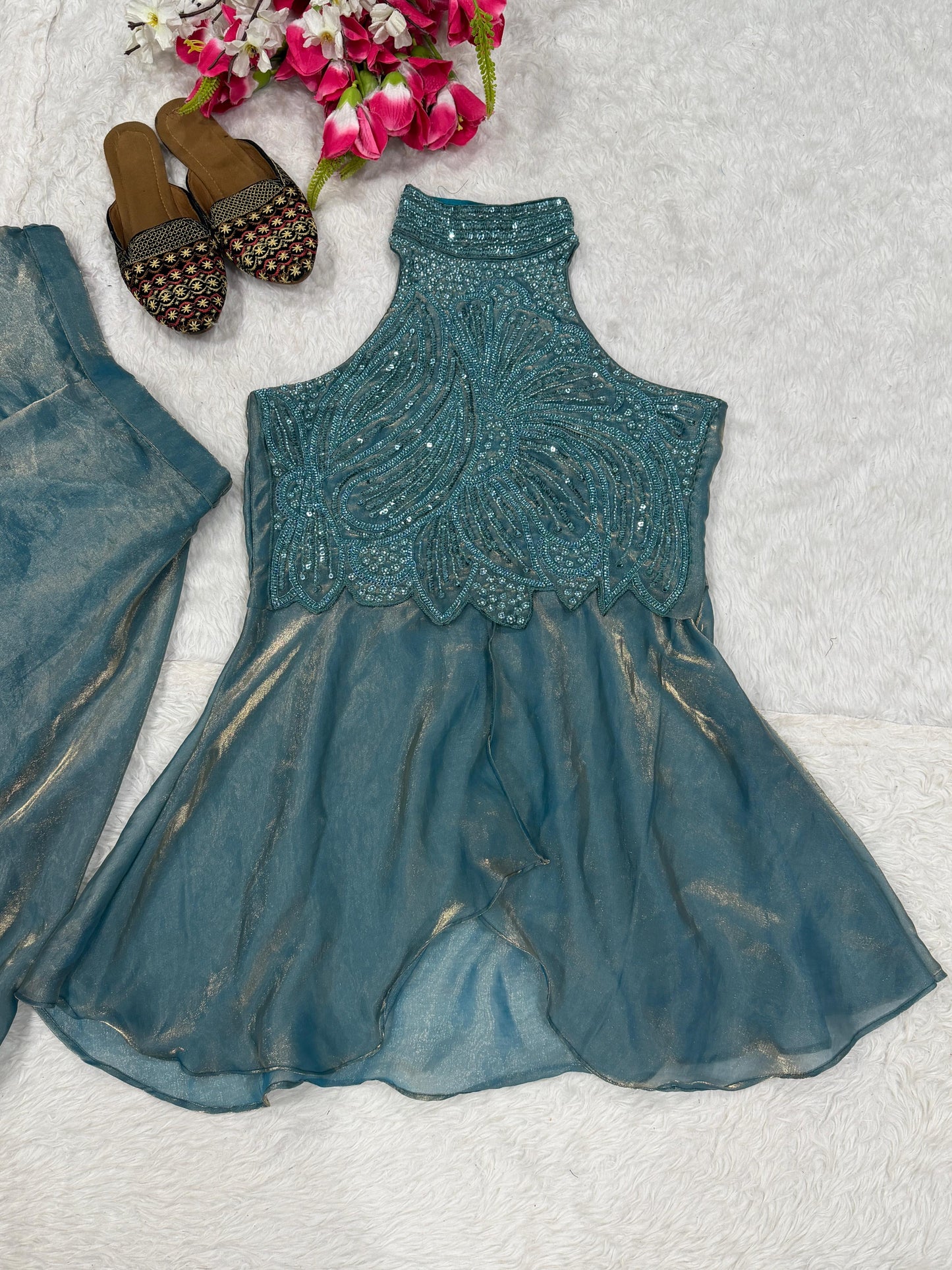 Indo western real moti work set