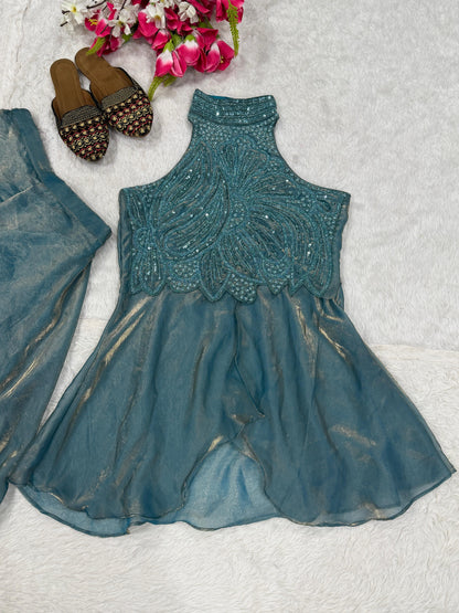 Indo western real moti work set