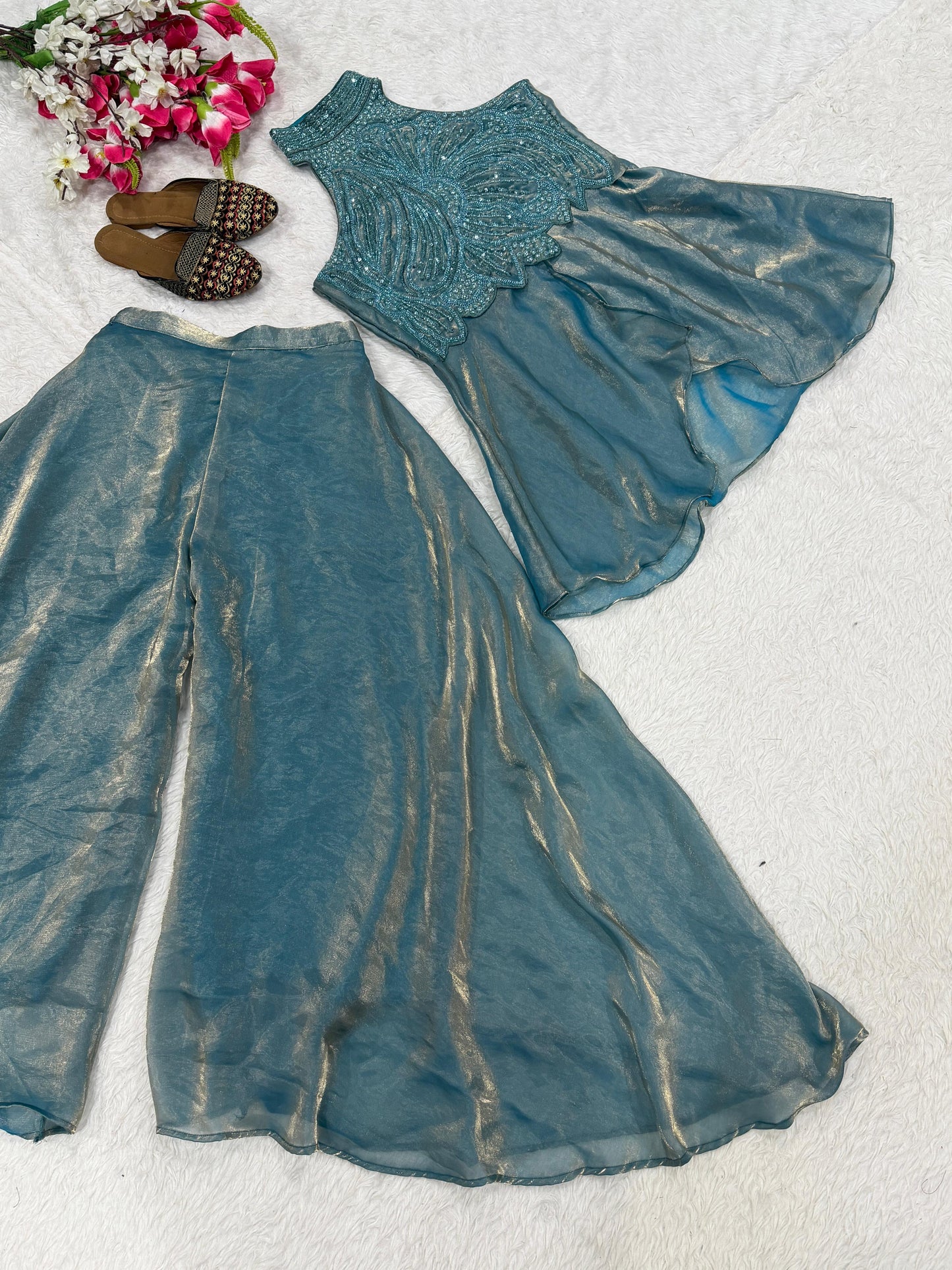 Indo western real moti work set