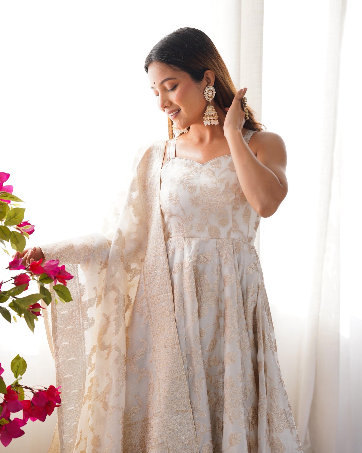 Banarasi Jacquard Dola Silk Anarkali Suit Set