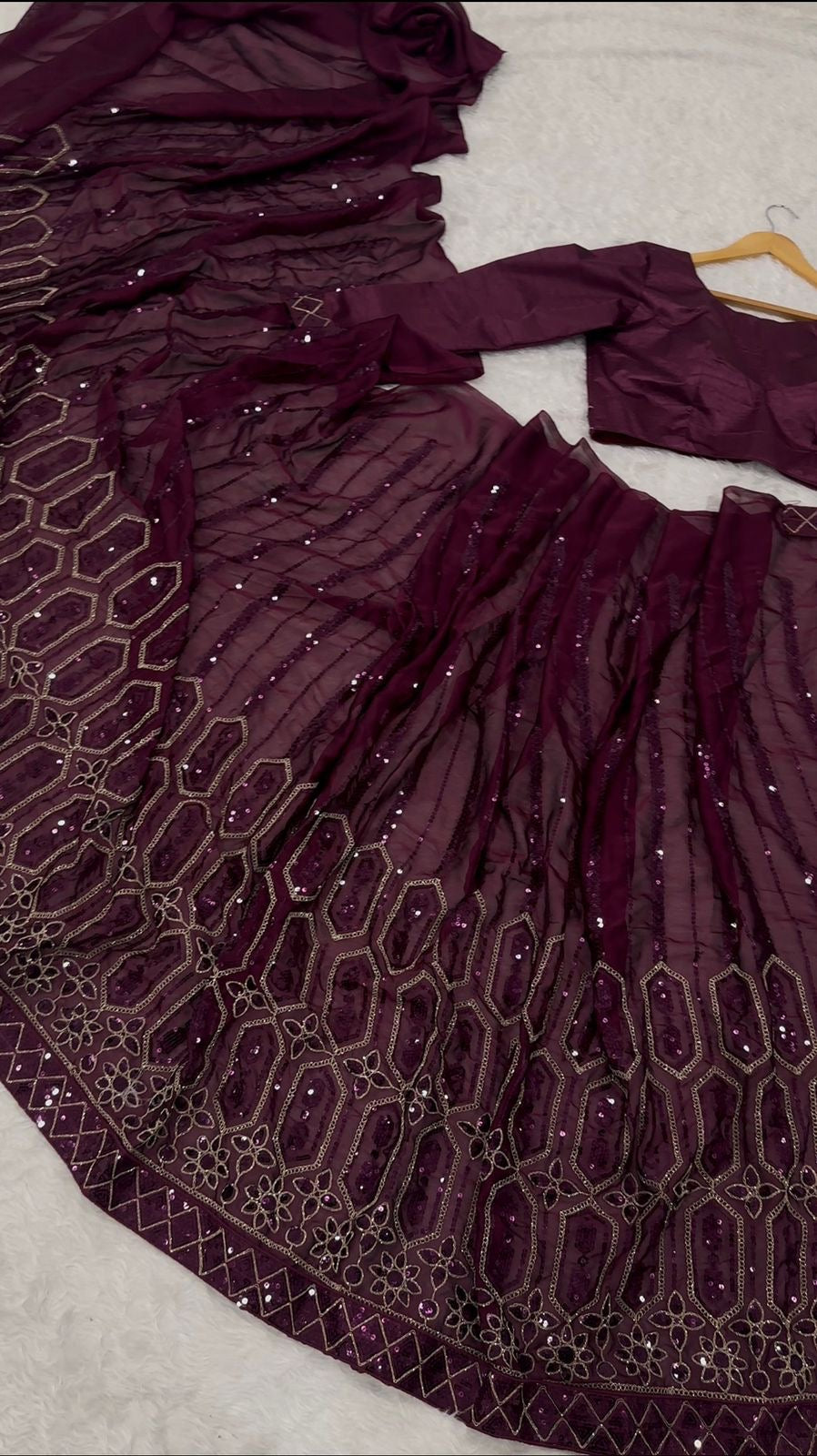 Royal Kasturi Silk Saree with Sequins & Dori Work