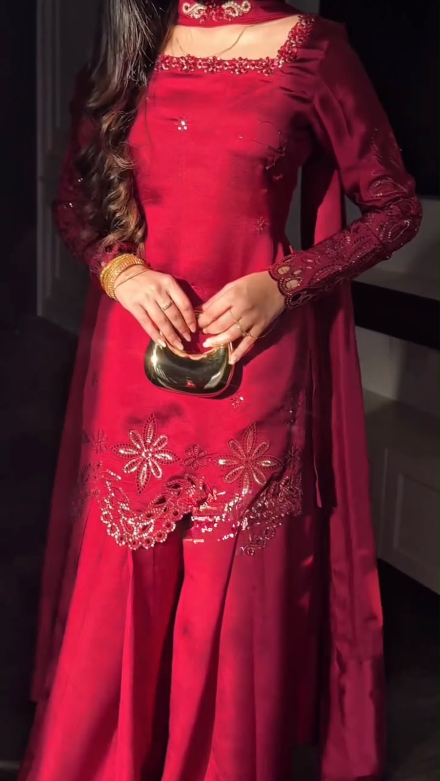 Premium Fendy Silk Thread & Sequence Palazzo Set With Dupatta