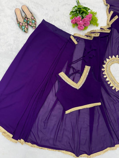 PARTY WEAR GEORGETTE READY MADE LACE BORDER SAREE