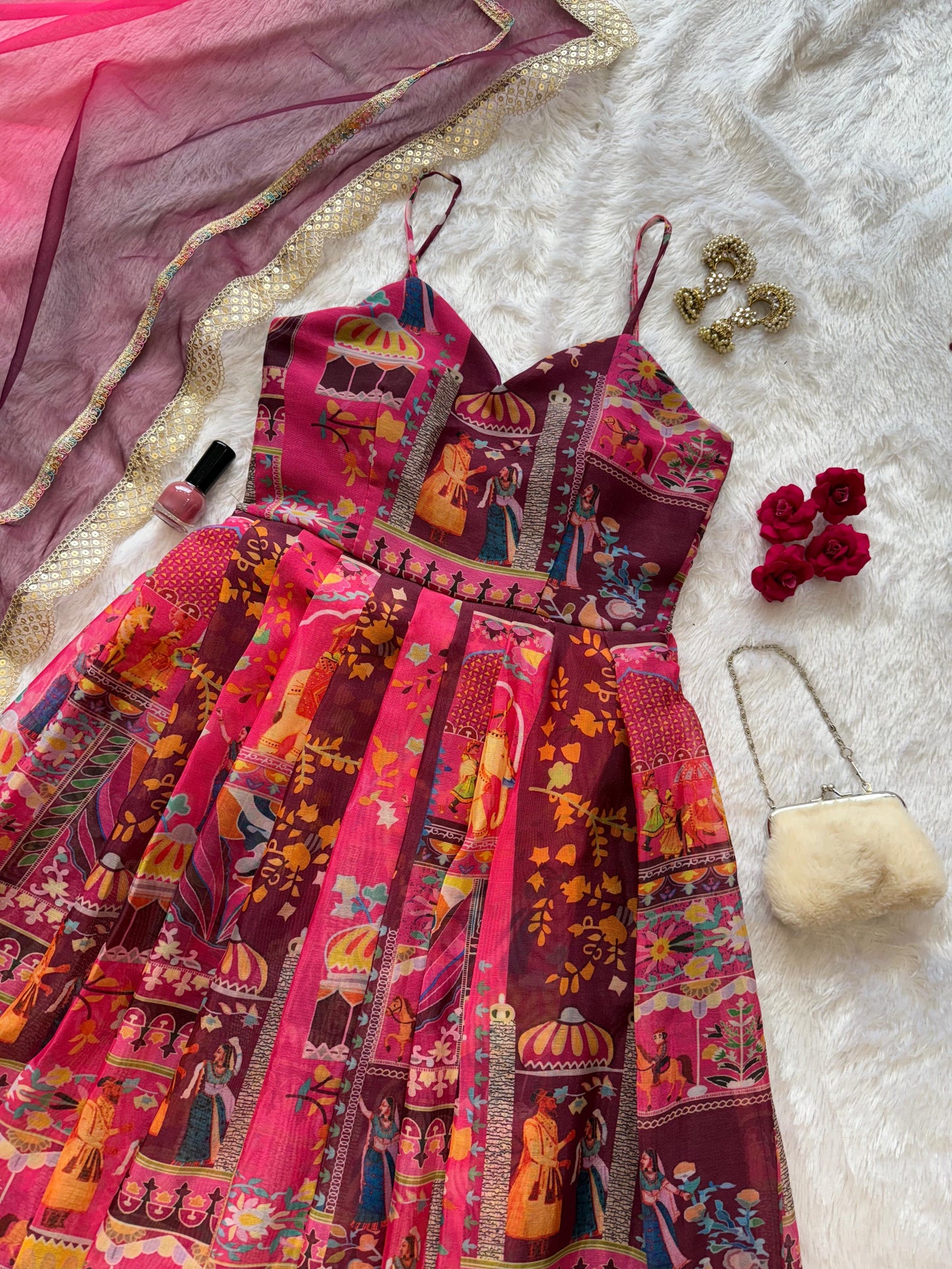 Jimmy Organza Silk Anarkali & Dupatta Set