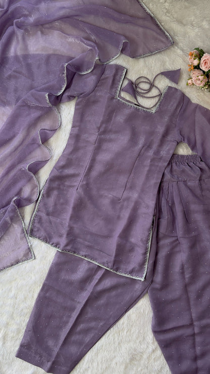 Crunchy Silk Farshi Salwar Suit with Swarovski Work