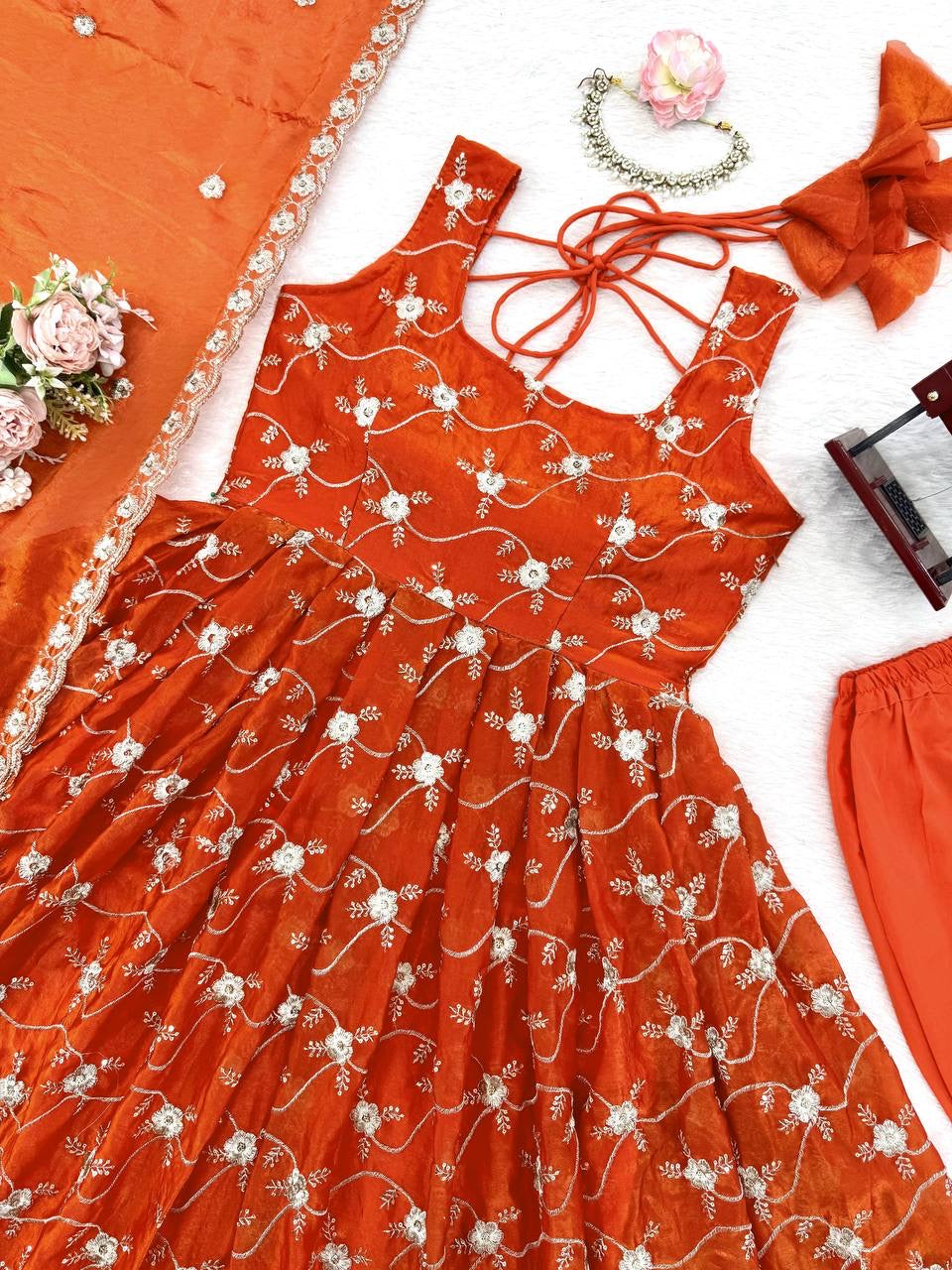 Heavy Fendy Silk Anarkali Set
