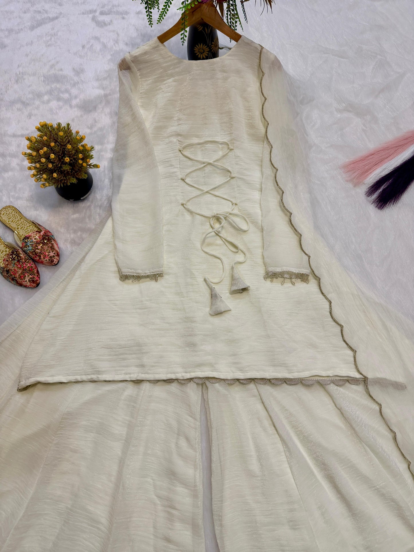 New Designer Party Wear Look Top , Sharara Plazzo and Dupatta