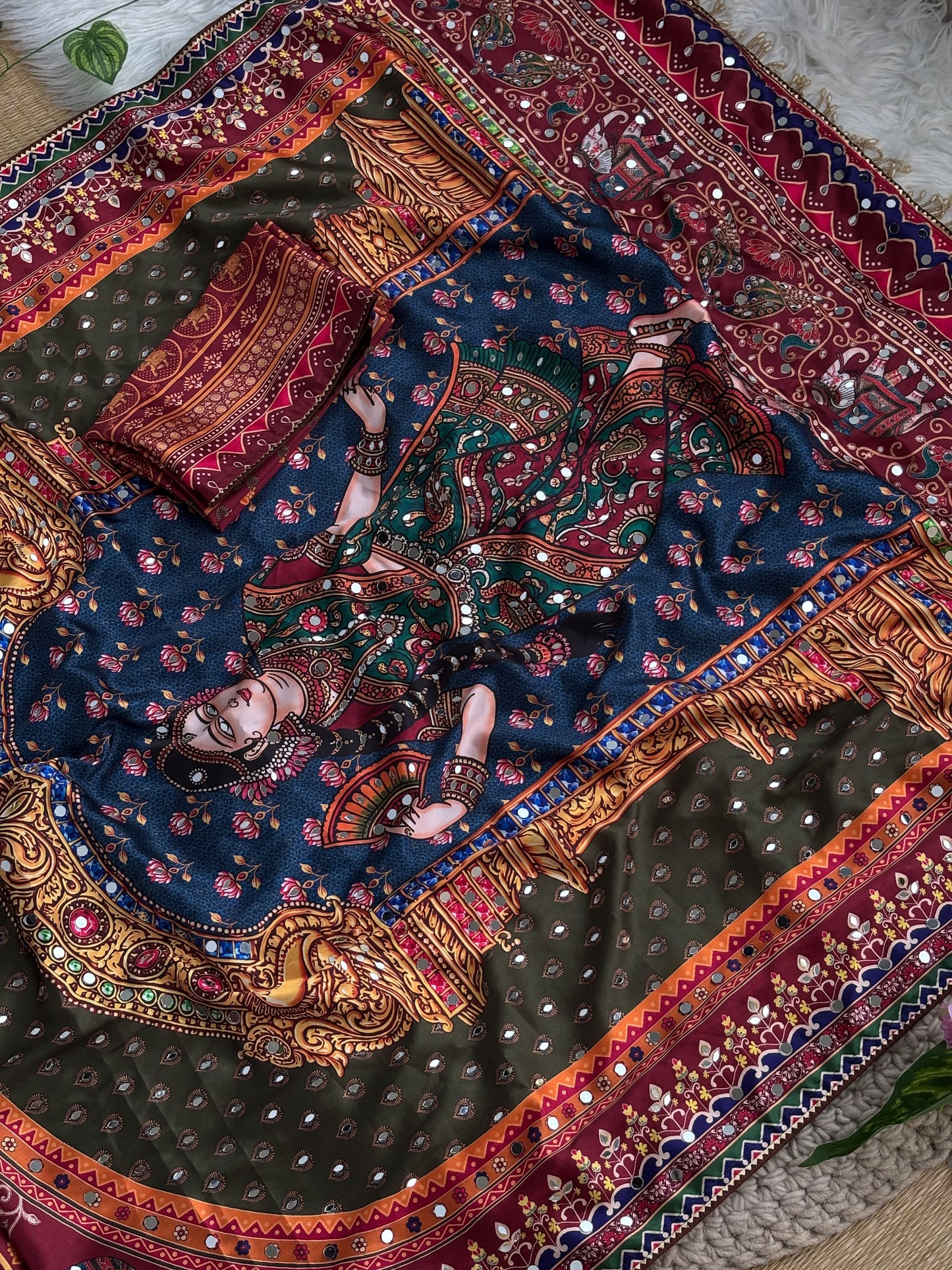 Rashmika Mandanna Mehndi look saree