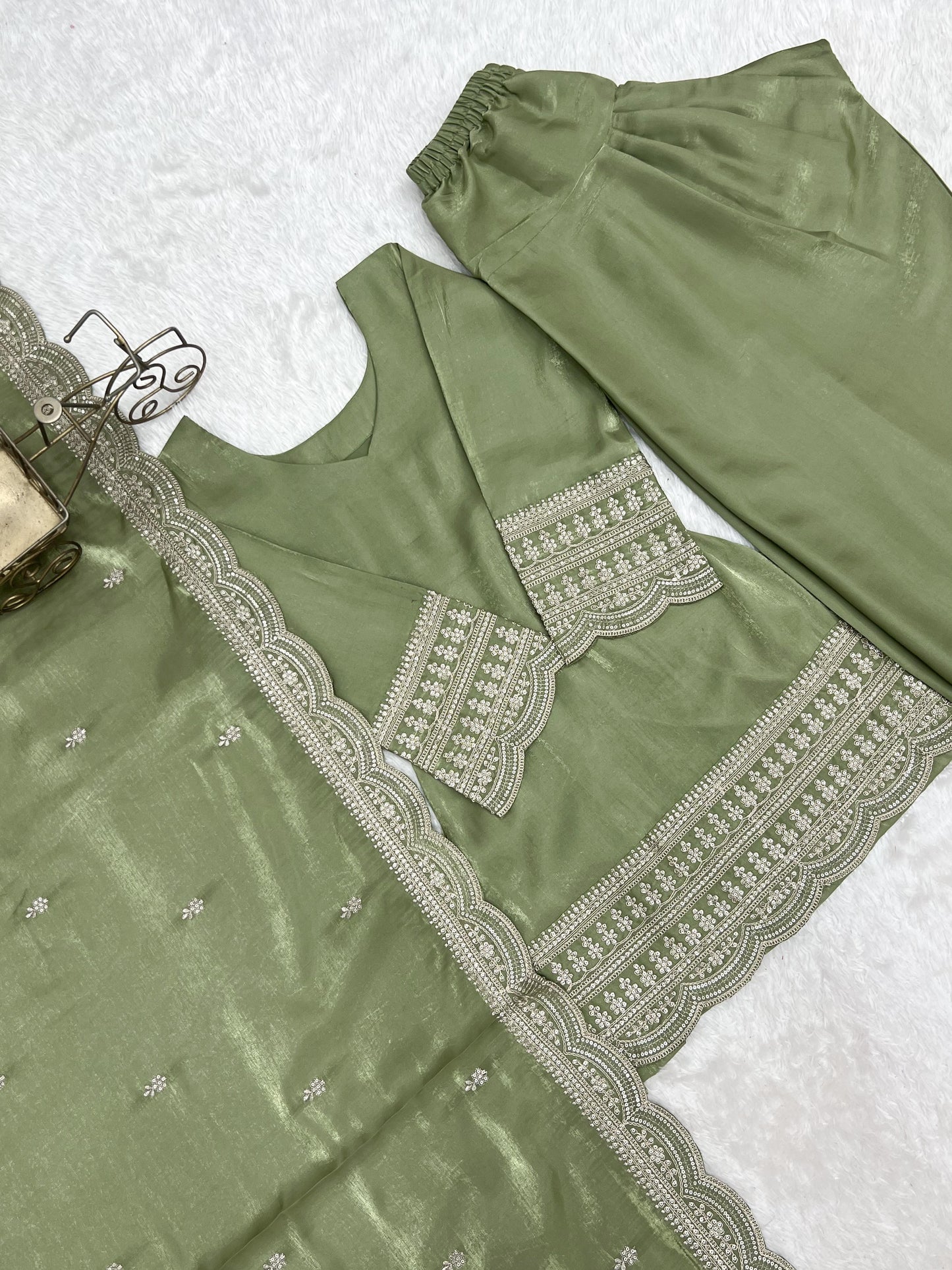 Olive green farshi set