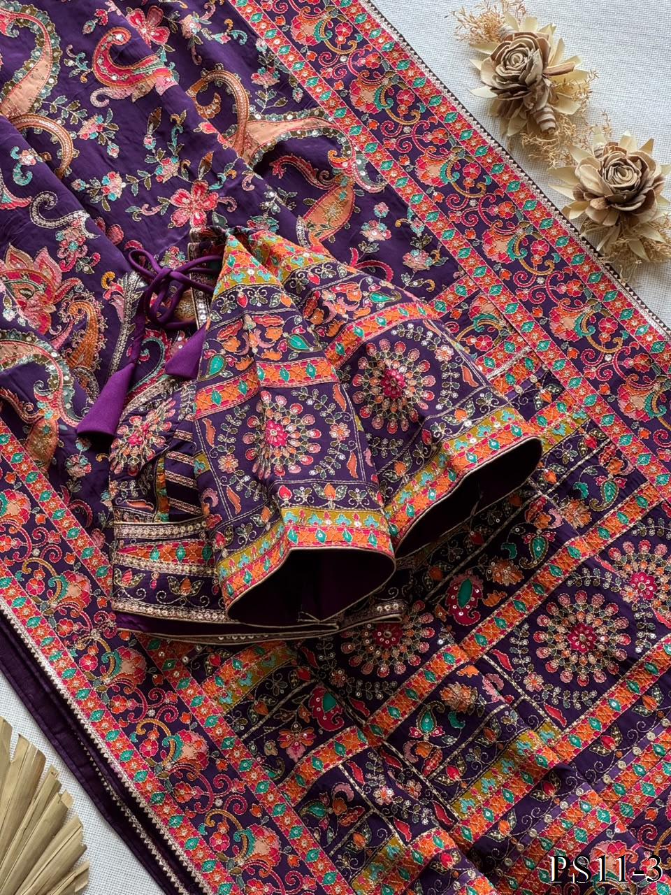 Zari Silk Saree with stitched blouse