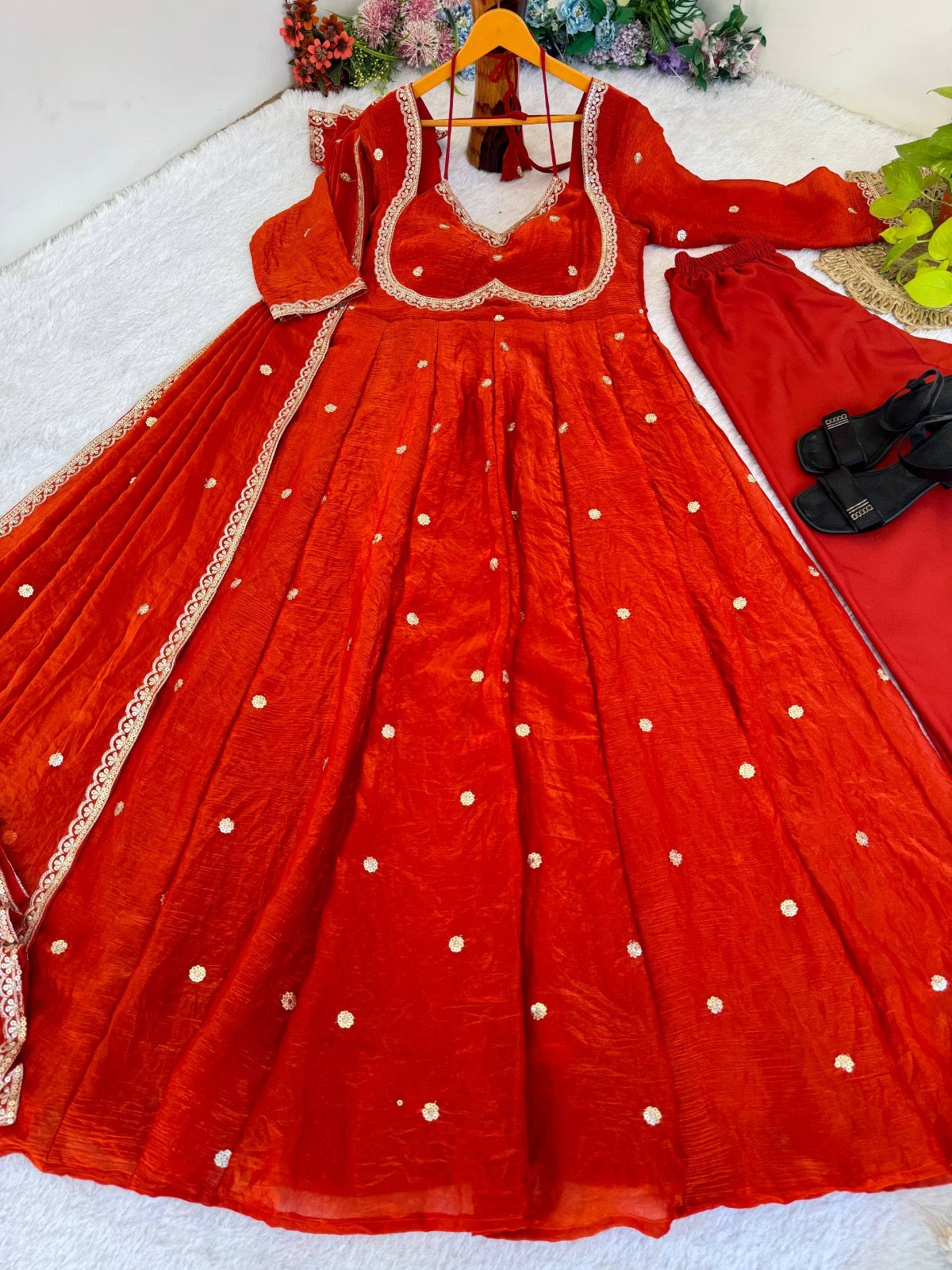 Viral Fendi Silk Anarkali Set