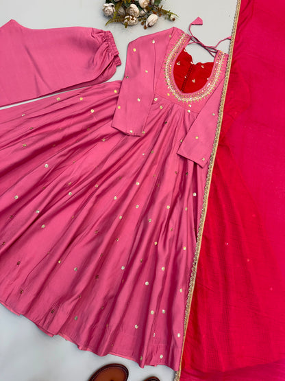 Roman Silk Anarkali, Bottom & Dupatta Set