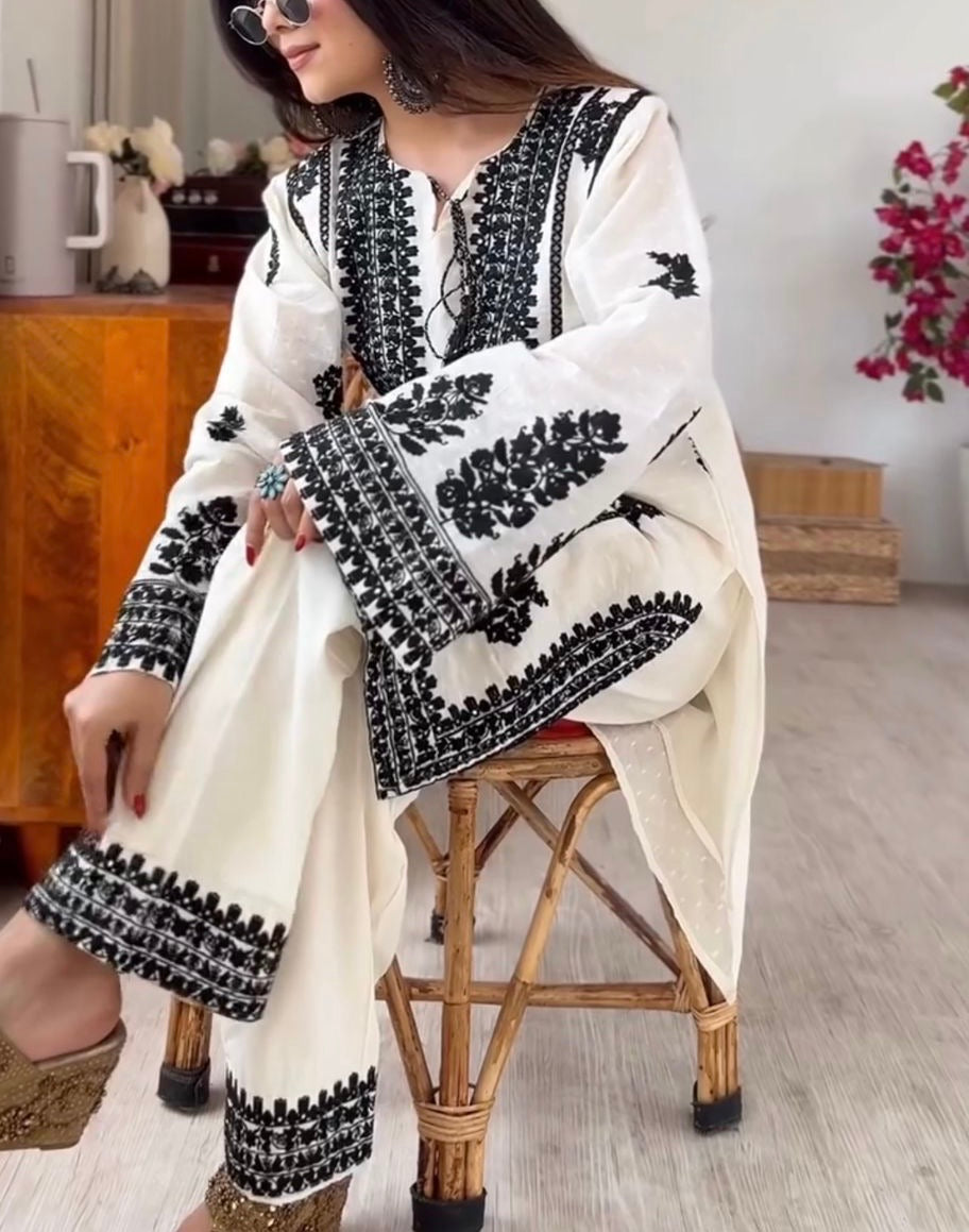 Rayon Butti Silk Top-Bottom Set