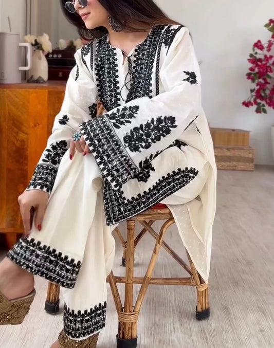 Rayon Butti Silk Top-Bottom Set