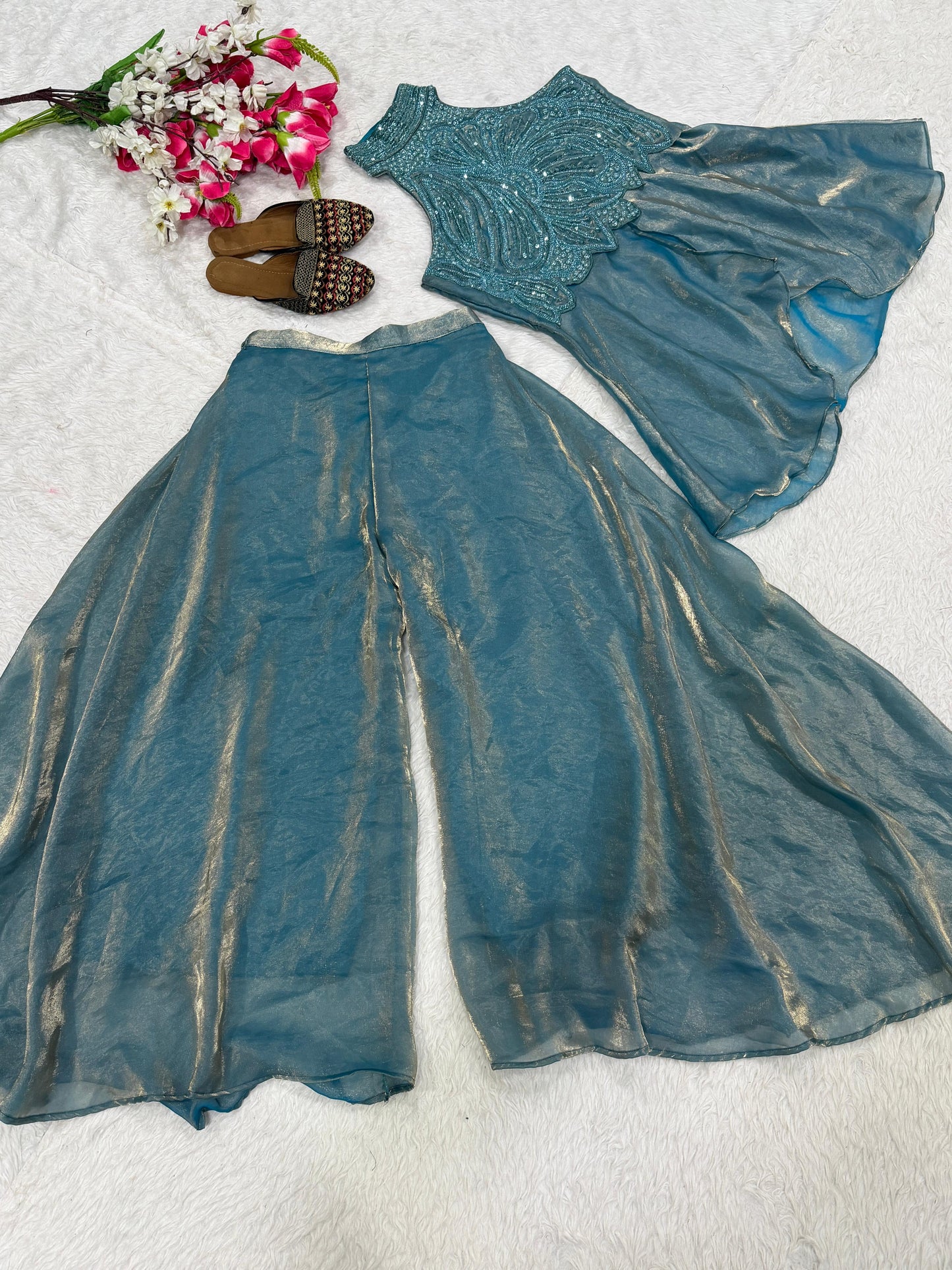 Indo western real moti work set