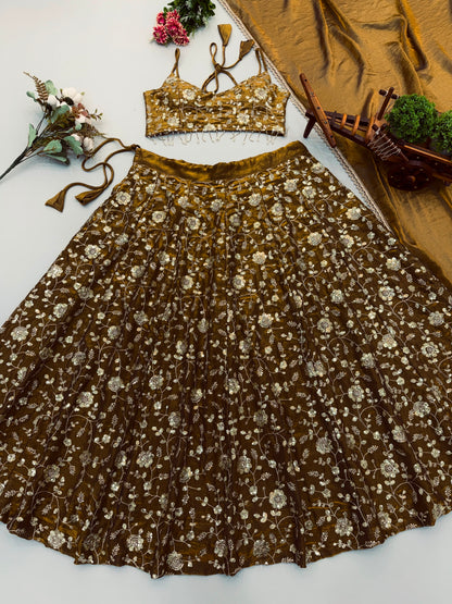 Embroidered Sequence Lehenga Collection  With Three Piece Set