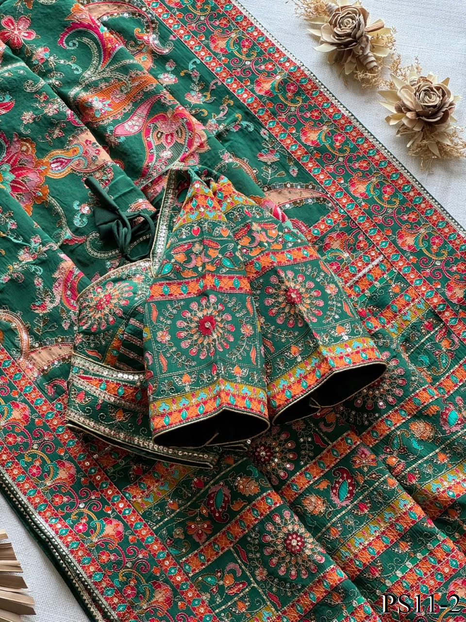 Zari Silk Saree with stitched blouse