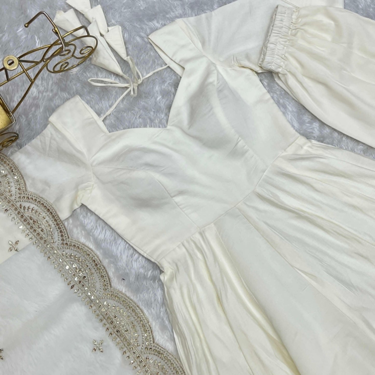 Pure Roman Silk Chanderi Anarkali Set