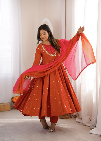Roman Silk Anarkali, Bottom & Dupatta Set