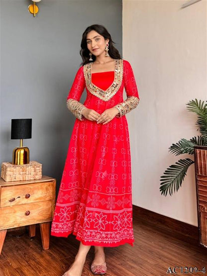Premium Faux Georgette Embroidered Anarkali Set With Bustier & Pant