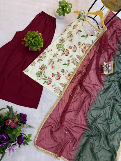 3 PIECES KURTI, SHARARA & DUPATTA