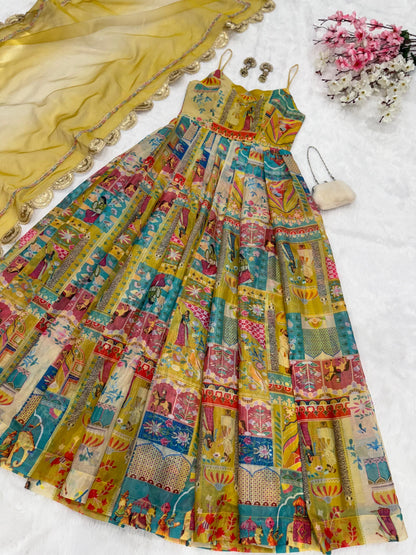 Jimmy Organza Silk Anarkali & Dupatta Set