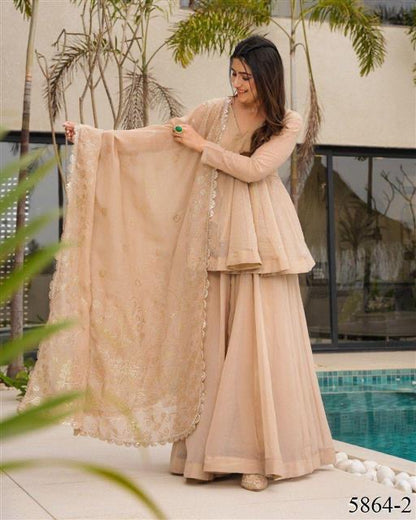 Premium Tabby Organza Palazzo Set With Dupatta
