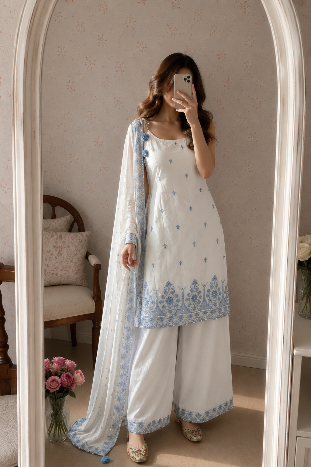 Rakhi Special Maska Cotton Silk Kurta, Pant & Dupatta