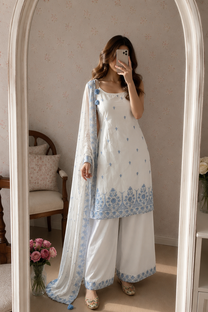 Rakhi Special Maska Cotton Silk Kurta, Pant & Dupatta