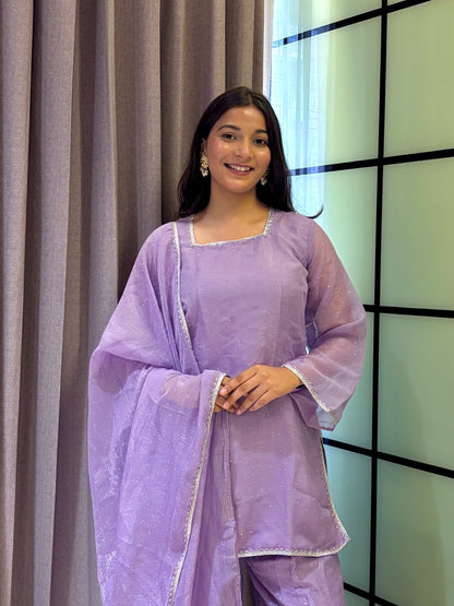 Crunchy Silk Farshi Salwar Suit with Swarovski Work
